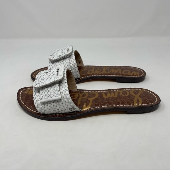 Nib Sam Edelman Gabriela Bright White Woven Nappa Leather Slide Sandal - Picture 10 of 12